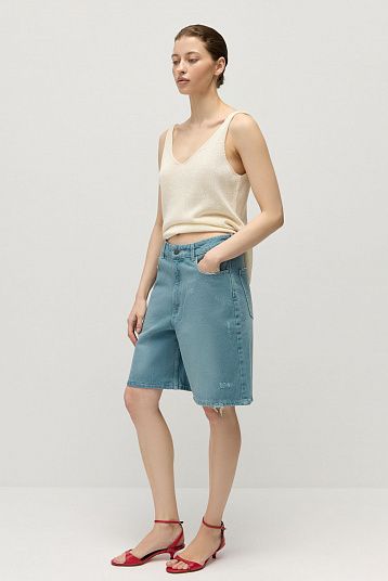 Шорты джинсовые с винтажным эффектом