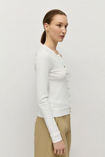 Лонгслив на пуговицах молочный