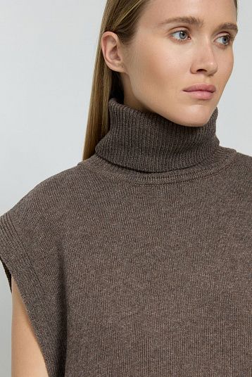 Жилет из смесового кашемира коричневый