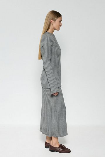 Костюм из хлопка с юбкой темно-серый