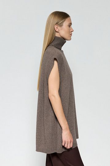 Жилет из смесового кашемира коричневый