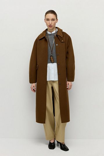 Пальто из шерсти мериноса ореховый