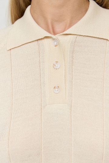 Поло из вискозы с мериносом экрю