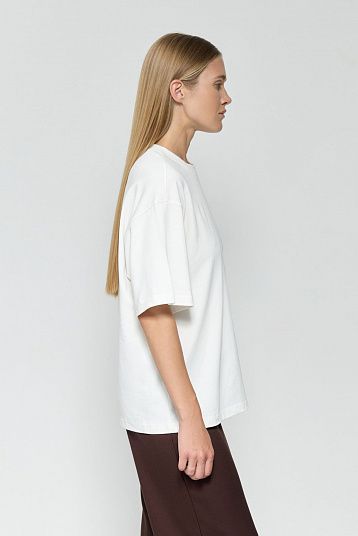 Футболка бойфренда плотная молочный