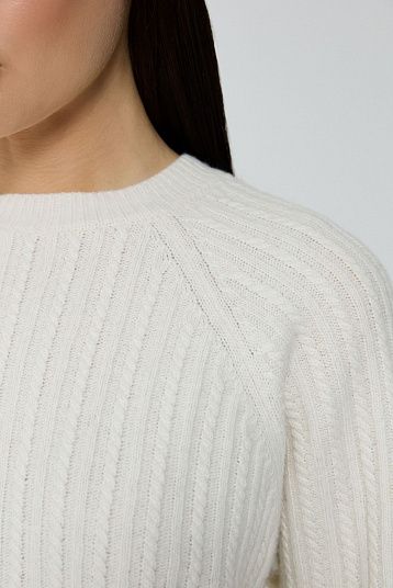 Джемпер в косы из смесового кашемира молочный