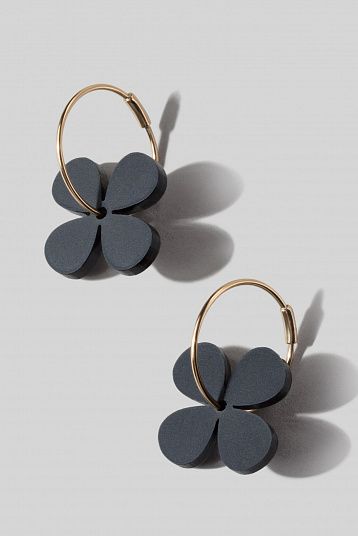 Серьги Hoops Flowers black