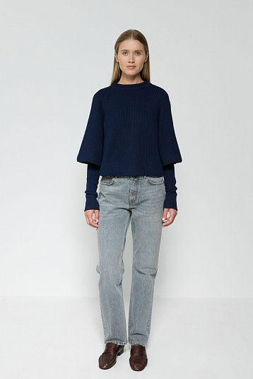 Джемпер два в одном темно-синий