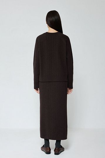 Костюм в косы из смесового кашемира темно-коричневый