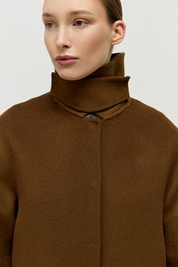Пальто из шерсти мериноса ореховый