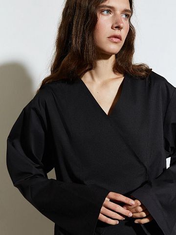 Рубашка-кимоно из невесомого хлопка  черный