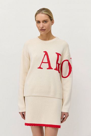 Джемпер AROUND светло-бежевый/красный