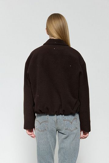 Куртка-бомбер из итальянской шерсти шоколадный
