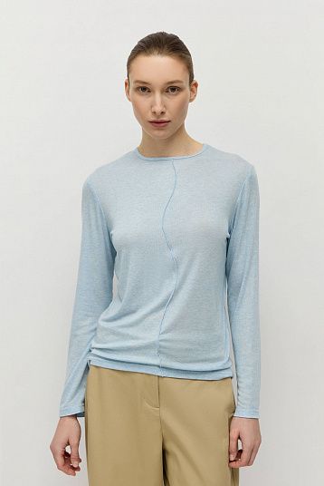 Лонгслив с рельефным швом голубой