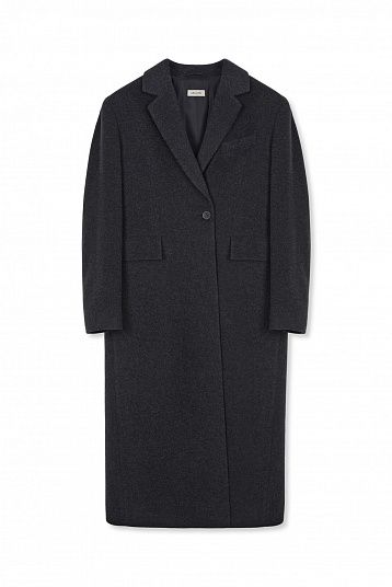 Пальто прямое из итальянской шерсти  графит