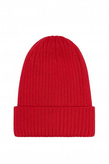 Шапка из мериноса уплотненная красный