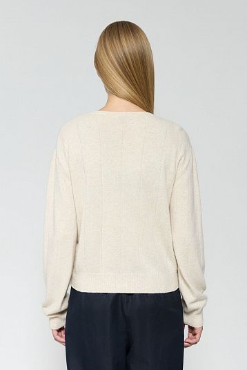 Кардиган с ромбами из смесового кашемира сливочный