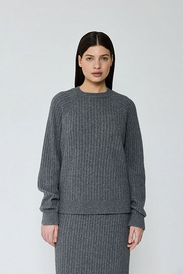 Костюм в косы из смесового кашемира графит