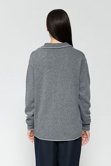 Поло из смесового кашемира графит/серый