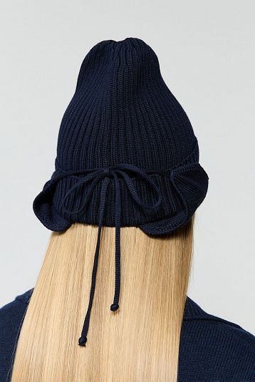 Шапка с ушками из мериноса чернильный