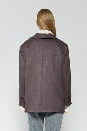 Пальто-жакет из шерсти портвейн