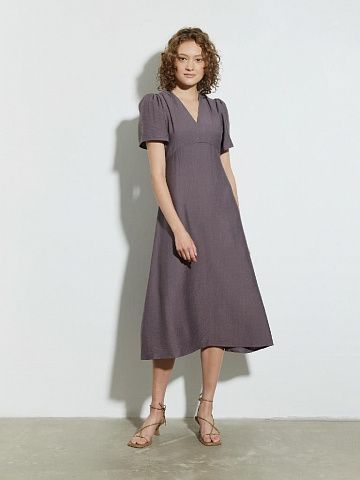 Платье силуэтное из крепа  пыльно-фиолетовый