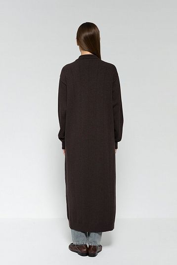 Платье-рубашка из смесового кашемира темно-коричневый