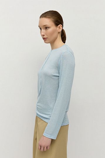Лонгслив с рельефным швом голубой
