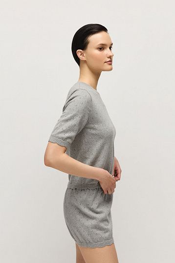 Джемпер пуантель из хлопка с кашемиром