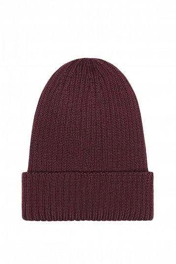 Шапка из мериноса уплотненная винный