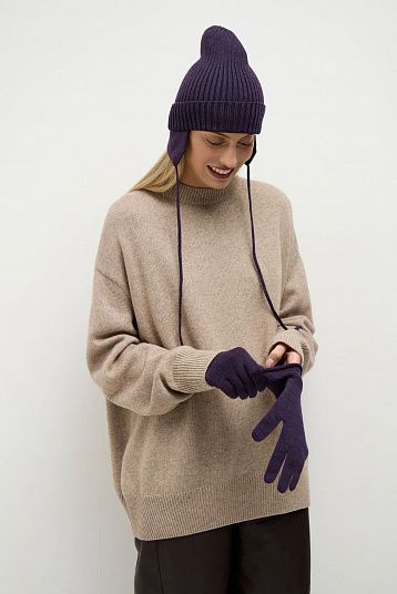 Шапка с ушками из мериноса