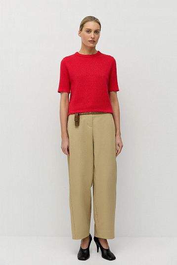 Джемпер-футболка с фигурным краем красный