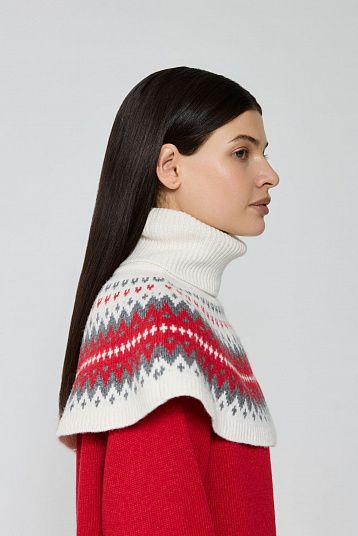 Манишка с узором из смесового кашемира молочный, красный, графит