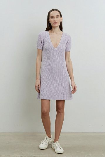 Платье мини из хлопка лиловый