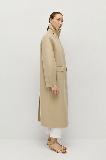 Пальто из шерсти мериноса итальянский бежевый