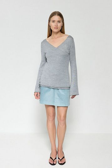 Джемпер элегантный из вискозы с мериносом серый