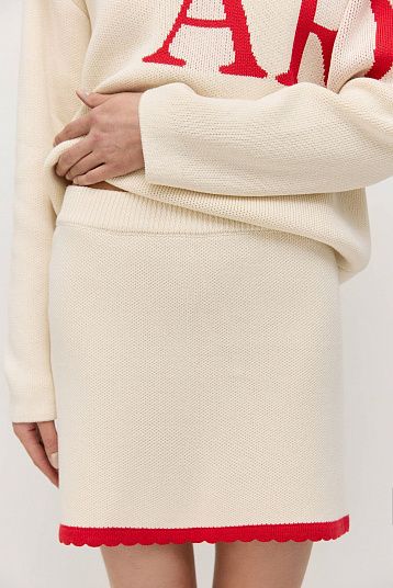 Джемпер AROUND светло-бежевый/красный