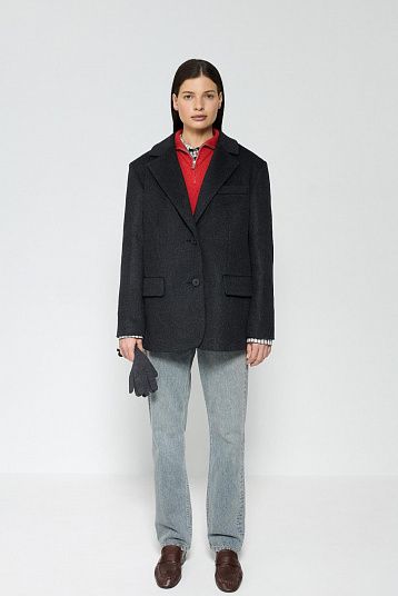 Пальто-жакет из шерсти графит