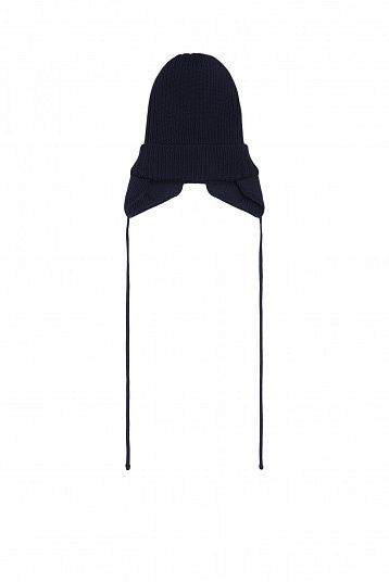 Шапка с ушками из мериноса чернильный