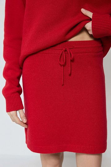 Юбка мини из смесового кашемира красный