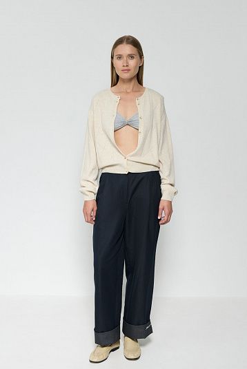 Кардиган с ромбами из смесового кашемира сливочный