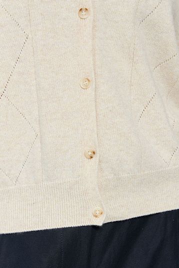 Кардиган с ромбами из смесового кашемира сливочный