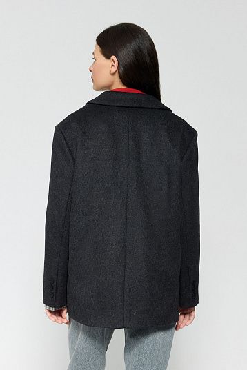 Пальто-жакет из шерсти графит