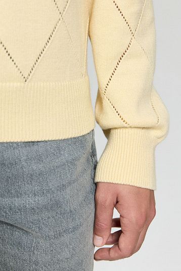 Пуловер с ромбами из хлопка с кашемиром масло