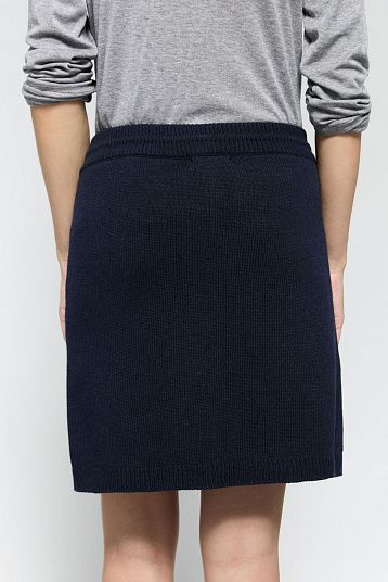 Юбка мини из смесового кашемира темно-синий