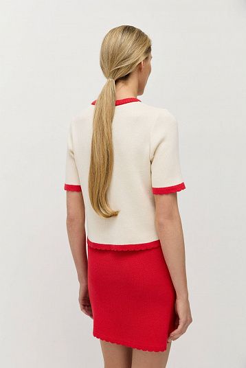 Юбка мини с фигурным краем красный