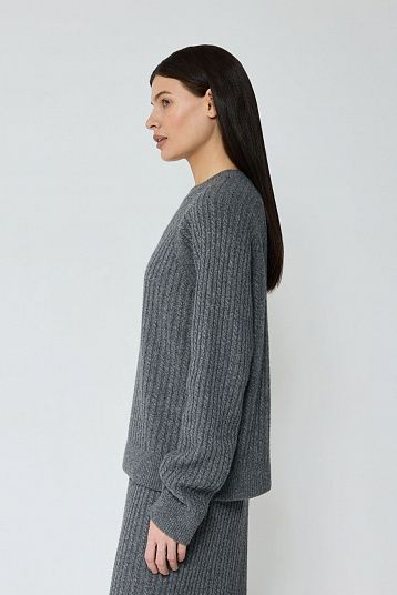 Костюм в косы из смесового кашемира графит