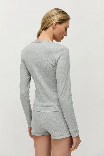 Лонгслив на пуговицах серый меланж