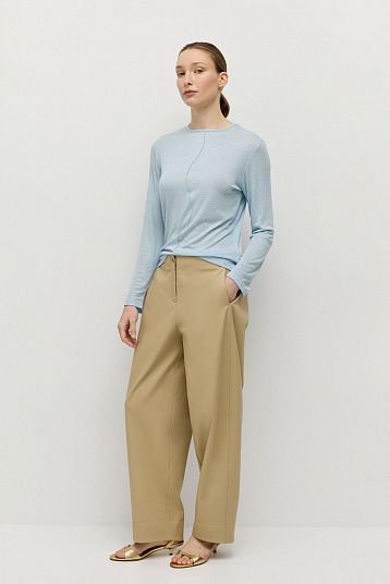 Лонгслив с рельефным швом голубой