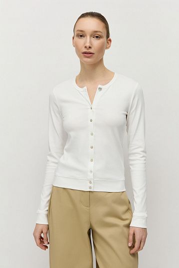 Лонгслив на пуговицах молочный