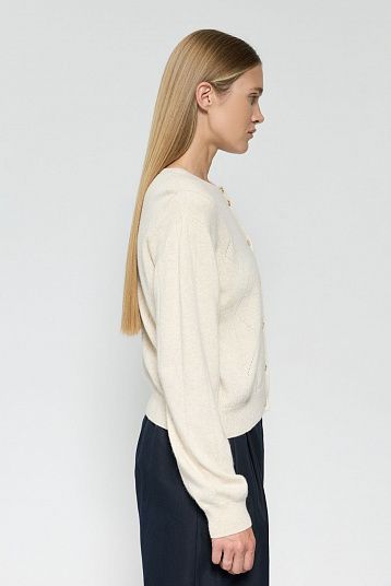 Кардиган с ромбами из смесового кашемира сливочный